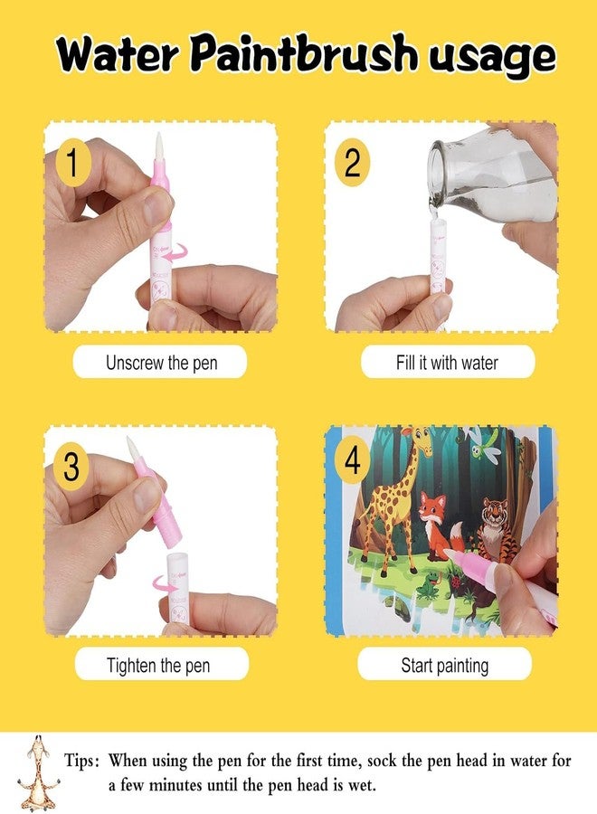 Funny Teddy Reusable Magic Water Book for Kids 2-5 Years - Drawing Coloring Books - Magic Pen - 12 Pcs - Image 3